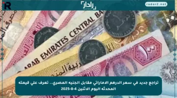 تراجع جديد في سعر الدرهم الإماراتي مقابل الجنيه المصري.. تعرف على قيمته المحدثة اليوم الاثنين 4-8-2025